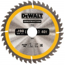 DeWALT DT1945-QZ Kreissägeblatt für Handkreissägen, 190 x 30 mm, 40WZ