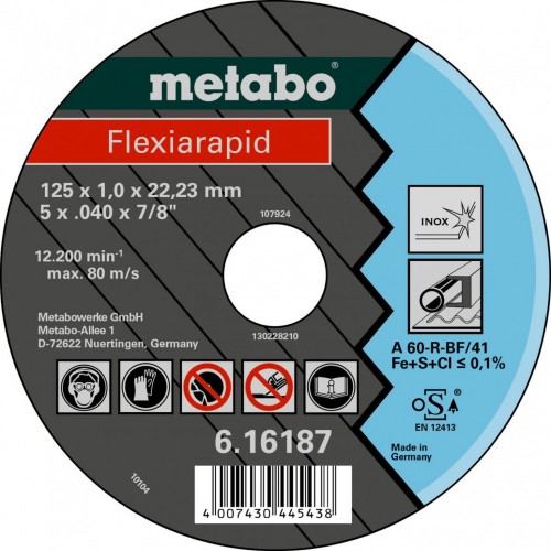 Metabo Flexiarapid 125x1,0x22,23 Inox, Trennscheibe, gerade 616187000