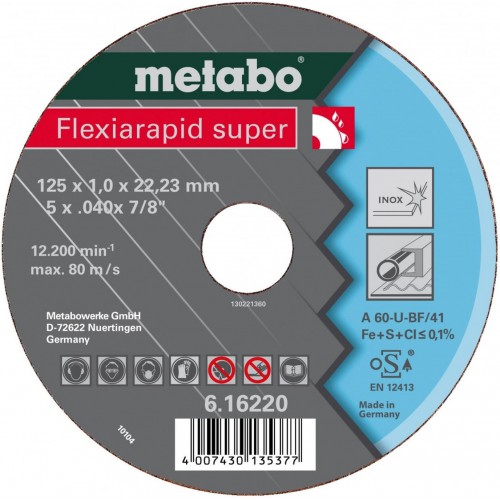 Metabo Flexiarapid Super 125x1,6x22,23 Inox, Trennscheibe, gerade 616222000