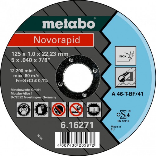 Metabo Novorapid Trennscheibe 125 x 1,0 x 22,23 inox, TF 41 616271000