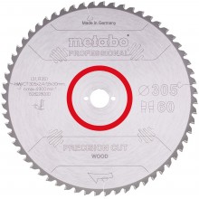 Metabo Sägeblatt "precision cut wood - professional", 305x2,4/1,8x30, Z60 WZ 5° 628228000