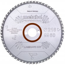 Metabo Kreissägeblatt "Laminate cut Professional" 216x30 Z60 FZ/TZ 0° 628442000