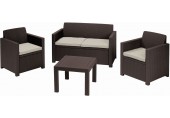 ALLIBERT ALABAMA Lounge-Set 4-tlg., Rattanoptik, braun/beige 17199240