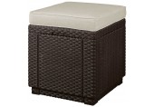 ALLIBERT CUBE Hocker mit Kissen, 42 x 42 x 39 cm, Rattanoptik, braun/beige 17192157