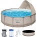 BESTWAY Steel Pro Max Frame Pool 396 x 107 cm, Komplett-Set mit Filterpumpe 561FY