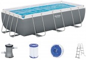 BESTWAY Power Steel Frame Pool 404 x 201 x 100 cm, Komplett-Set mit Filterpumpe 56441