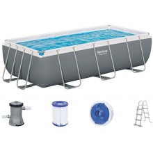 BESTWAY Power Steel Frame Pool 404 x 201 x 100 cm, Komplett-Set mit Filterpumpe 56441