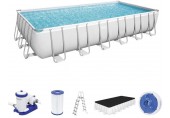 BESTWAY Power Steel Frame Pool 732 x 366 x 132 cm, Komplett-Set mit Filterpumpe 56474