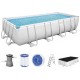 BESTWAY Power Steel Frame Pool 488 x 244 x 122 cm, Komplett-Set mit Filterpumpe 56670