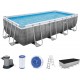 BESTWAY Power Steel Frame Pool 549 x 274 x 122 cm, Komplett-Set mit Filterpumpe 56998