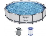 BESTWAY Steel Pro Max Frame Pool 366 x 76 cm, Set mit Filterpumpe 56416