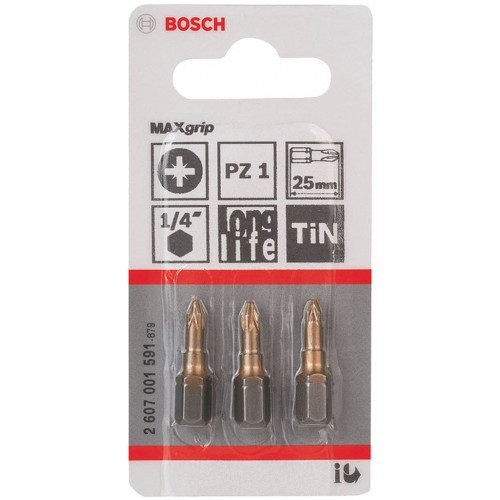 BOSCH Schrauberbit Max Grip, PZ 1, 25 mm, 3er-Pack 2607001591