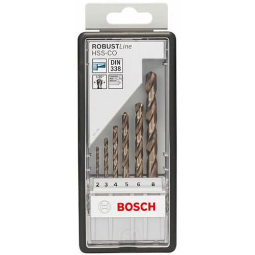 BOSCH 6-teiliges Metallbohrer-Set, Robust Line, HSS-Co, 2–8 mm 2607019924