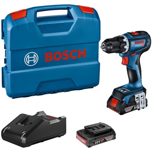 BOSCH GSR 18V-90 C PROFESSIONAL Akku-Bohrschrauber, L-Case, GAL 18V-4, 2×2,0Ah 06019K6020