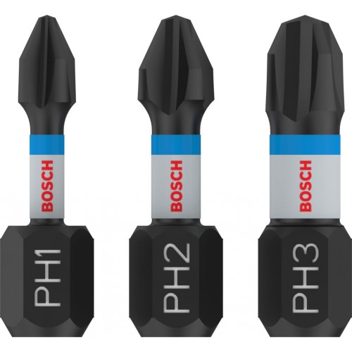 BOSCH PRO PH Impact Bit, PH1 x 25, PH2 x 25, PH3 x 25 mm, 3-tlg. 2608522470