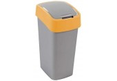 CURVER FLIP BIN 45L Abfallbehälter Klappdeckel 65,3 x 29,4 x 37,6 cm silber/gelb 02172-535