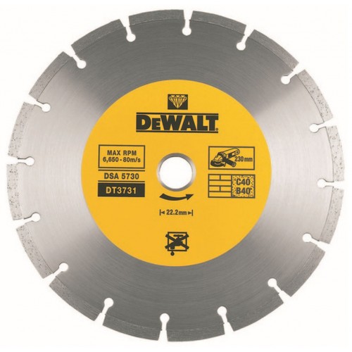 DeWALT DT3731-QZ Diamantscheibe 230 x 22,2 mm zum Schneiden von Beton und Ziegeln