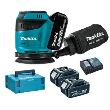 Makita DBO180RTJ Akku-Exzenterschleifer 123mm (2x5,0Ah/18V) Makpac 2