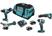 Makita DLX4157TX1 Akku-Kombo-Kit (DDF486,DTD153,DJR187,DGA504,2xBL1850B) Transporttasche