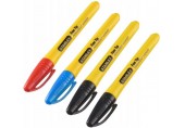 Stanley STHT81391-0 Permanentmarker mit feiner Spitze 4 Stk (2x schwarz, 1x blau, 1x rot)