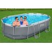 BESTWAY Power Steel Frame Pool 488 x 305 x 107 cm, Komplett-Set mit Filterpumpe 56448